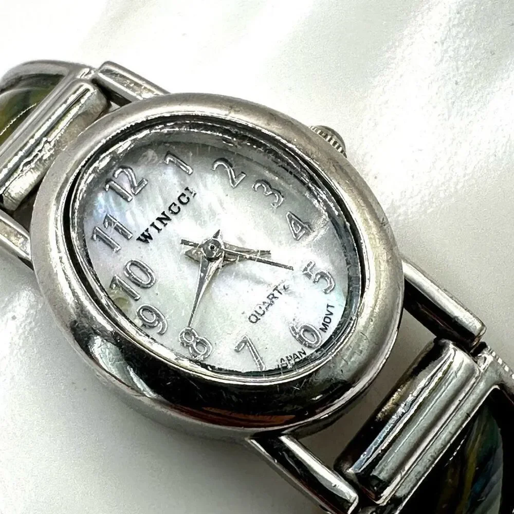 Wincci abalone silver tone watch